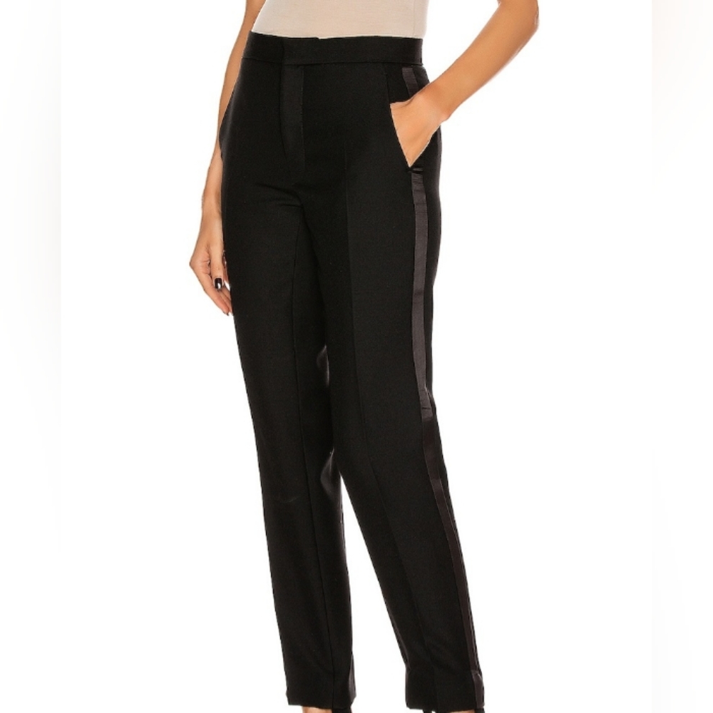 Cynthia Rowley women’s black tuxedo pants with navy stripe size 12